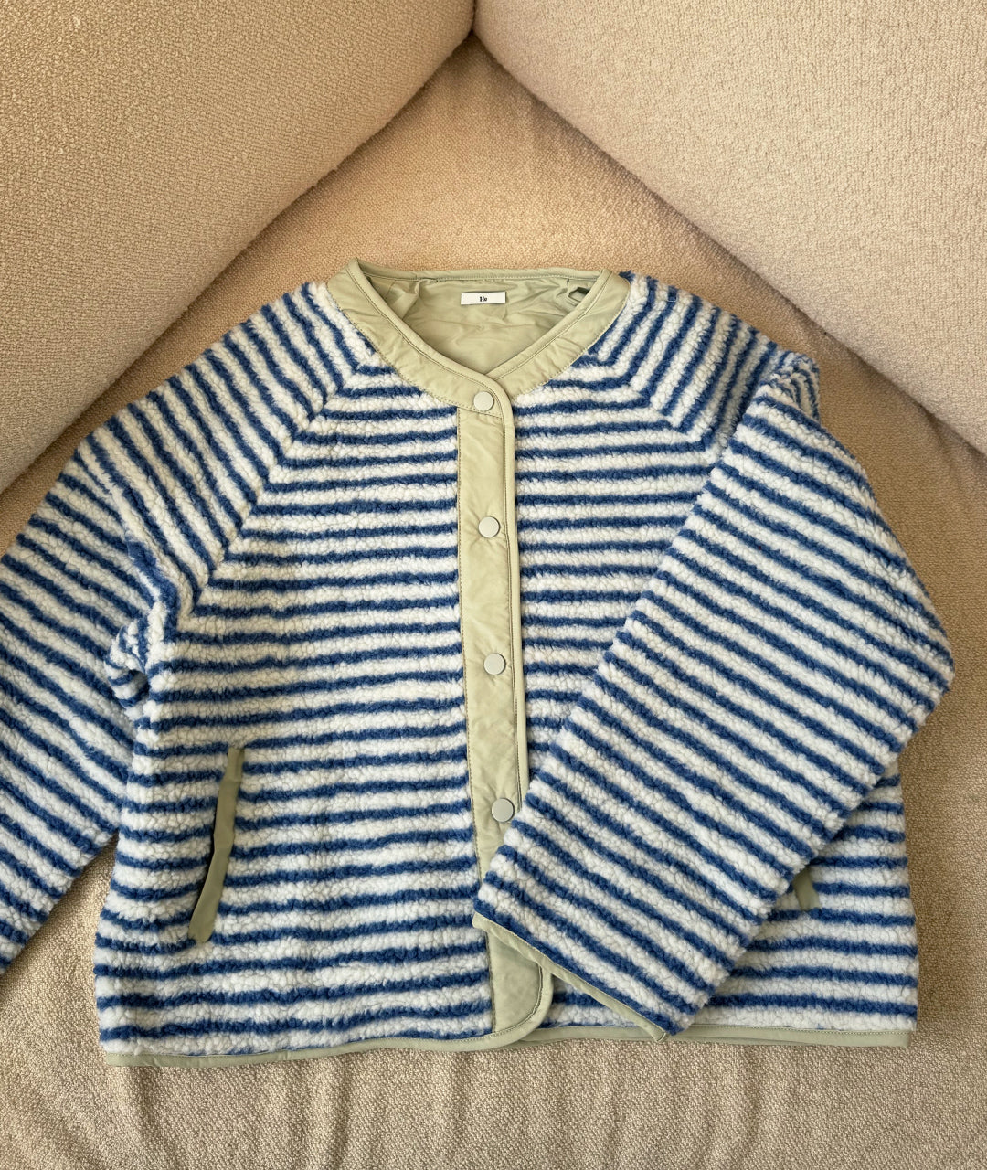 Blue stripy fleece jacket