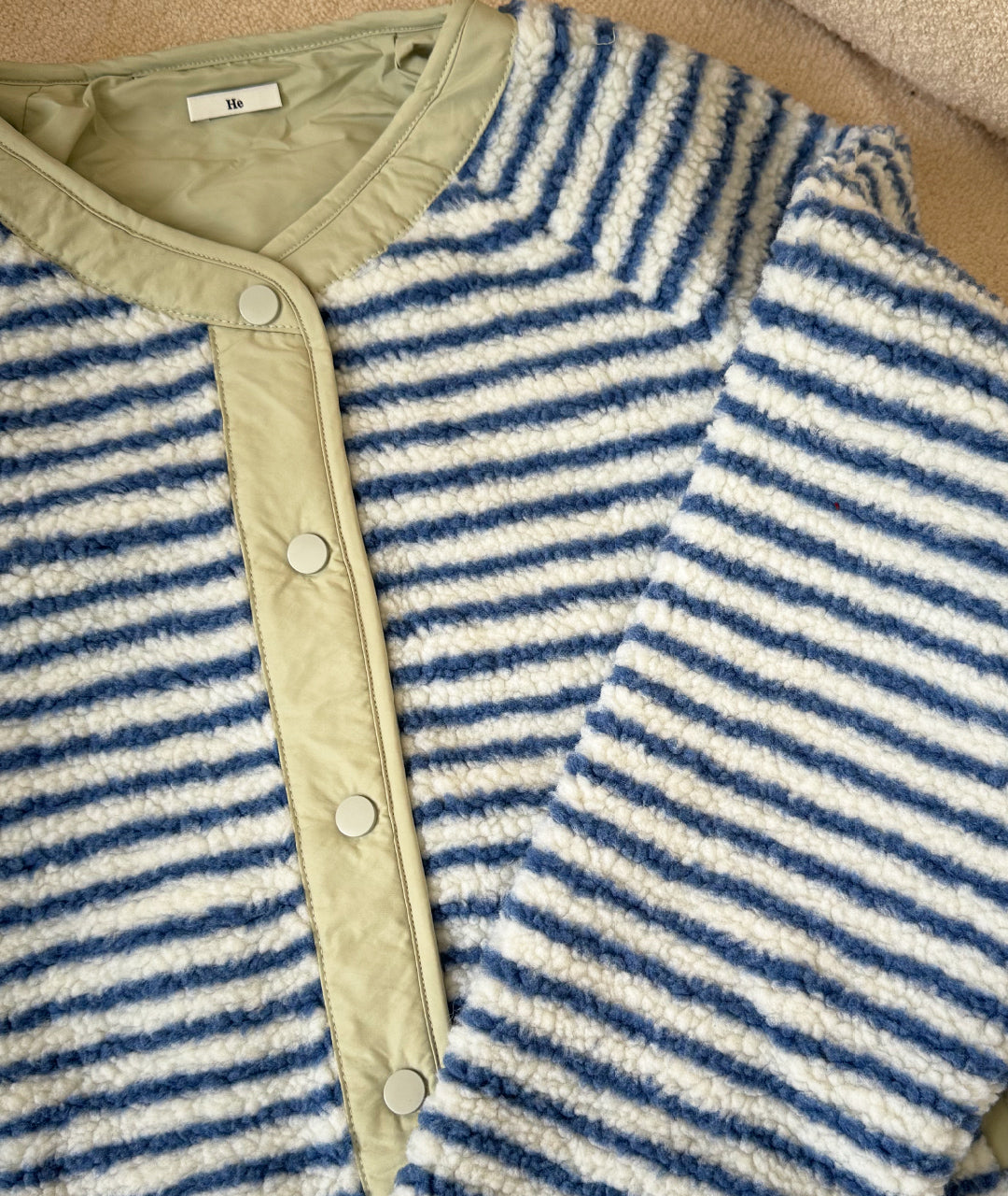 Blue stripy fleece jacket