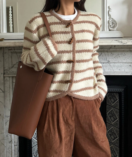 Cream and Brown Stripy cardigan