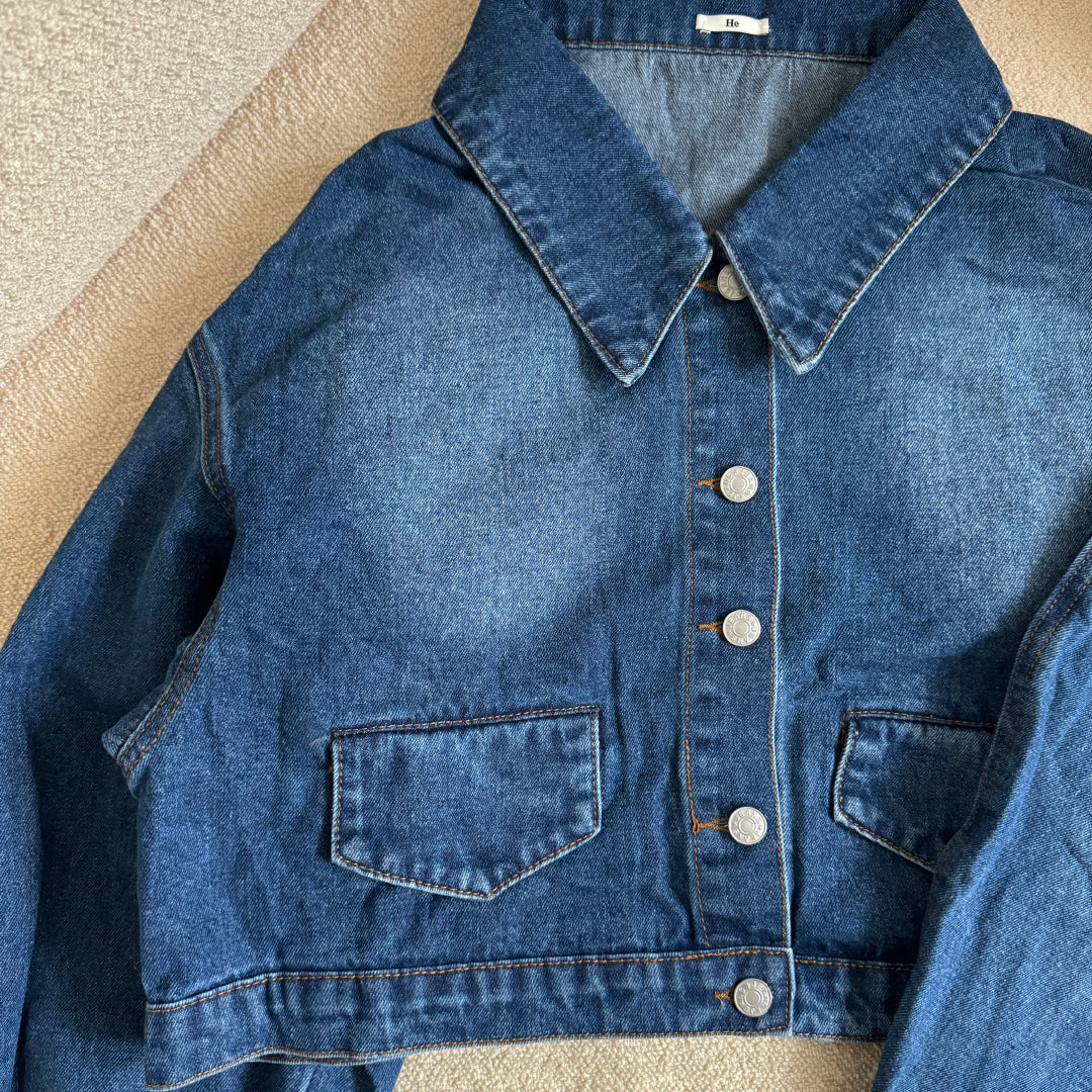 Short cropped hot sale denim jacket