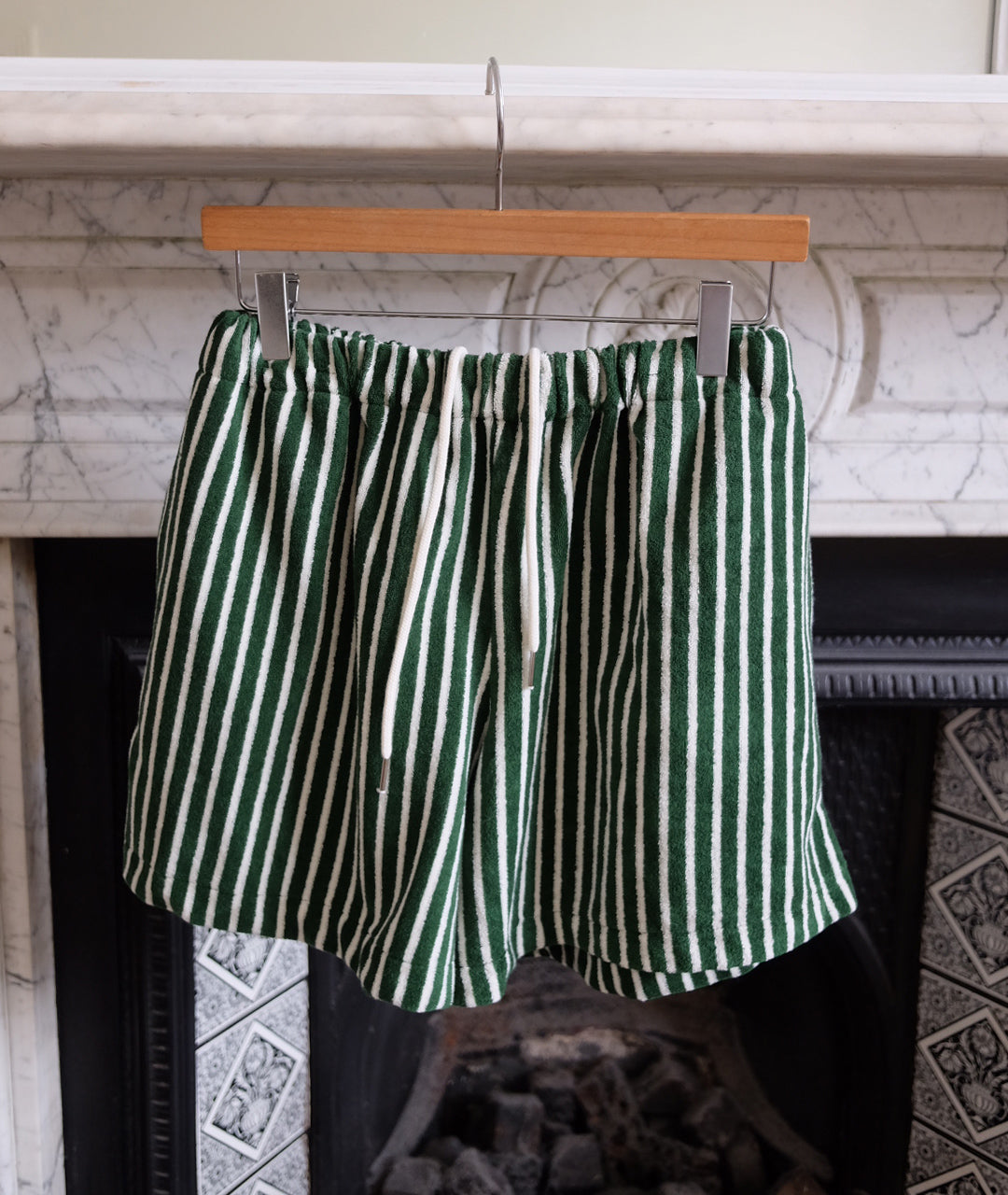 Green stripy terry towel set