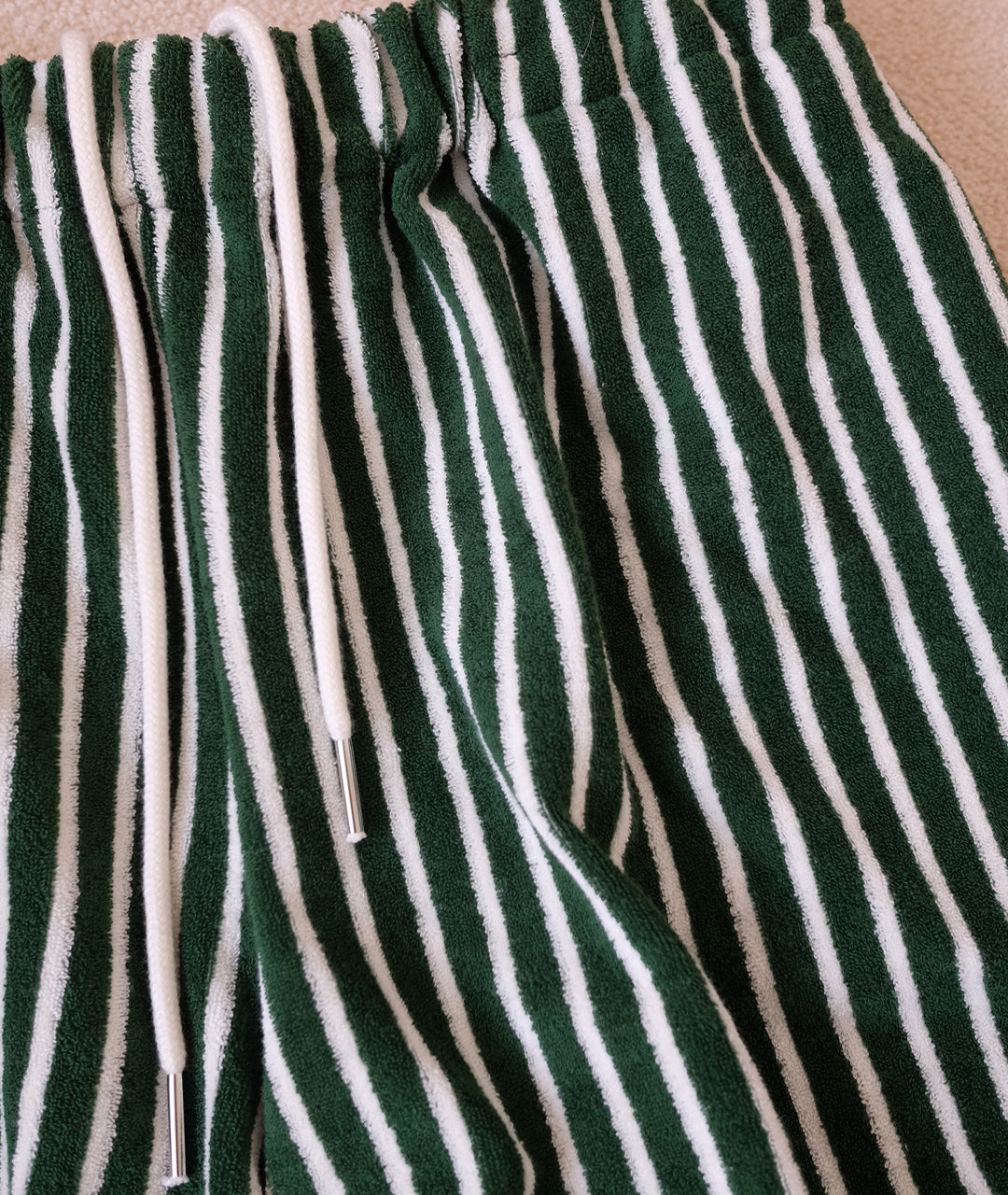 Green stripy terry towel set